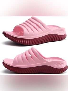 Kuailu Pink Recovery Slide Sandals Size 9 Arch Support Cushioned Comfort